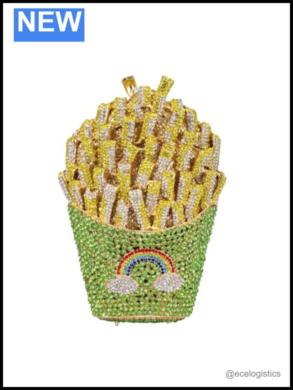 Crystal French Fries Clutch Bag Rhinestone Evening Handbag Party Prom Purse